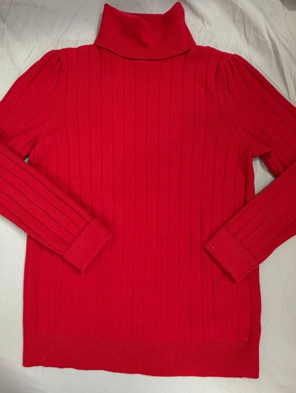 Women's Talbot's Red Ribbed Turtleneck Sweater Size Mp Cotton Blend